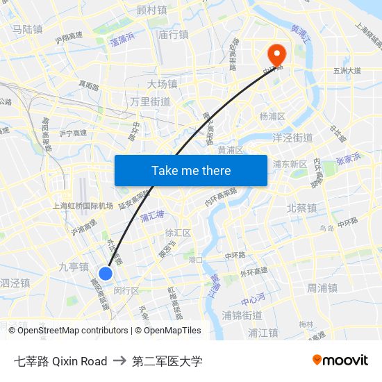 七莘路 Qixin Road to 第二军医大学 map