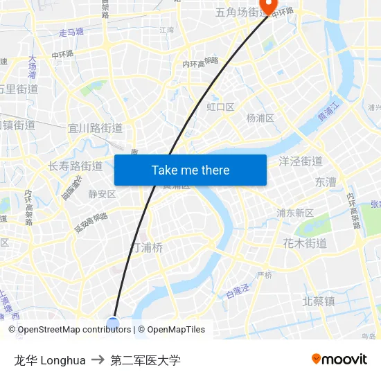 龙华 Longhua to 第二军医大学 map