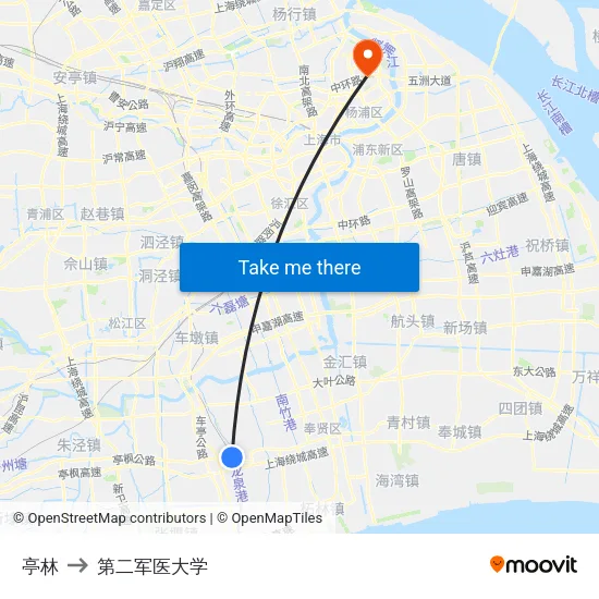 亭林 to 第二军医大学 map
