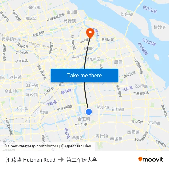 汇臻路 Huizhen Road to 第二军医大学 map