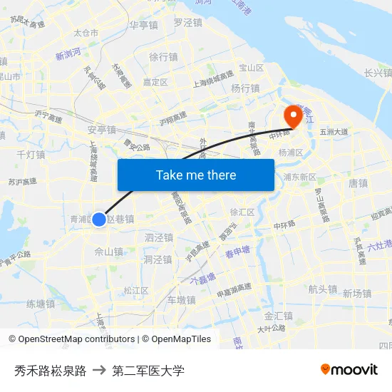 秀禾路崧泉路 to 第二军医大学 map