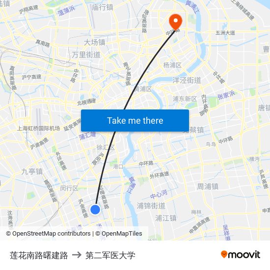 莲花南路曙建路 to 第二军医大学 map