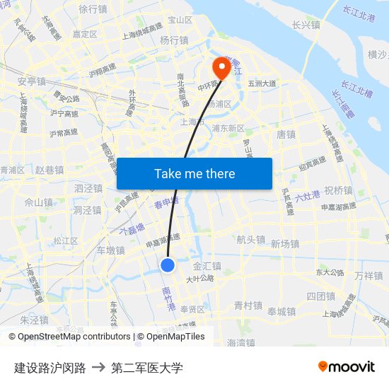 建设路沪闵路 to 第二军医大学 map