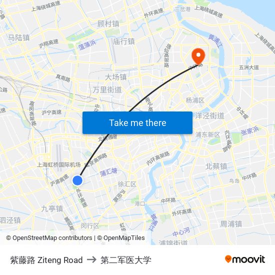 紫藤路 Ziteng Road to 第二军医大学 map