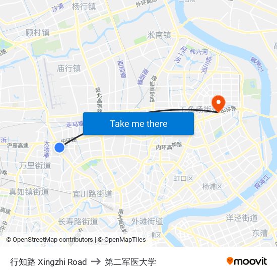 行知路 Xingzhi Road to 第二军医大学 map