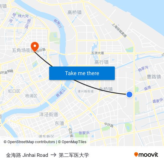 金海路 Jinhai Road to 第二军医大学 map