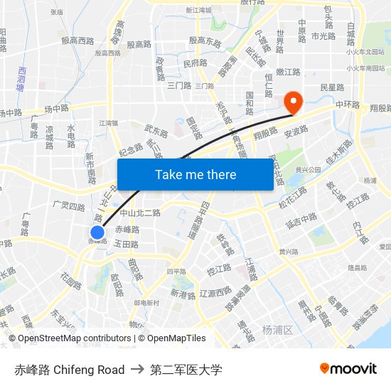 赤峰路 Chifeng Road to 第二军医大学 map