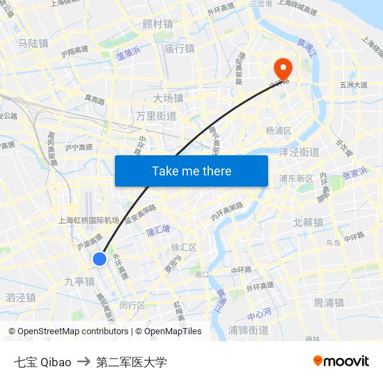 七宝 Qibao to 第二军医大学 map