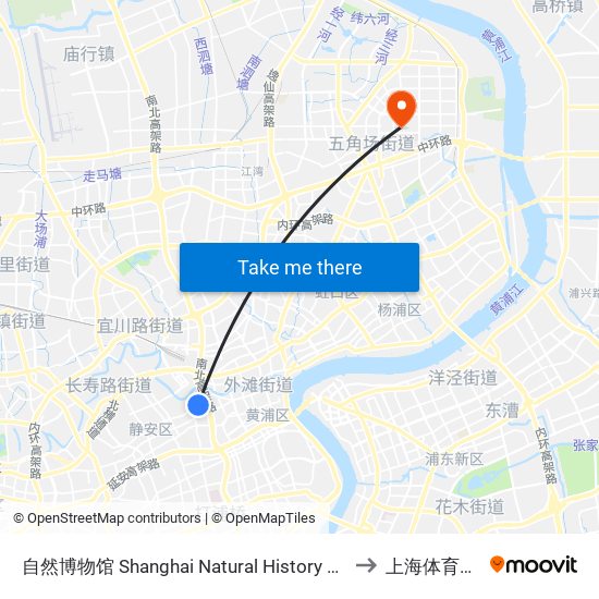 自然博物馆 Shanghai Natural History Museum to 上海体育学院 map