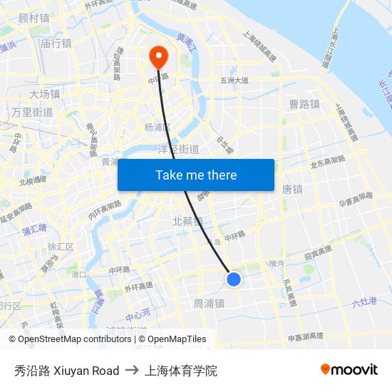 秀沿路 Xiuyan Road to 上海体育学院 map