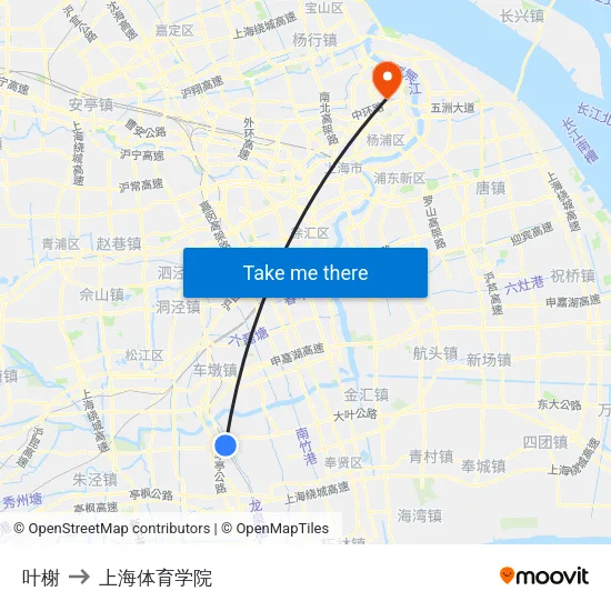 叶榭 to 上海体育学院 map