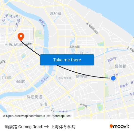 顾唐路 Gutang Road to 上海体育学院 map