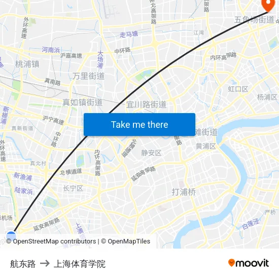 航东路 to 上海体育学院 map