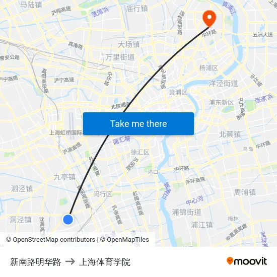新南路明华路 to 上海体育学院 map