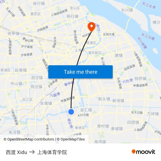 西渡 Xidu to 上海体育学院 map