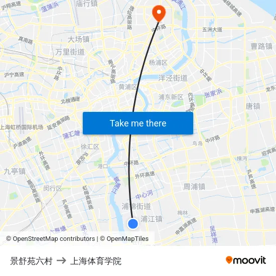 景舒苑六村 to 上海体育学院 map
