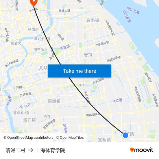 听潮二村 to 上海体育学院 map