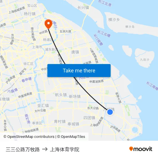 三三公路万牧路 to 上海体育学院 map