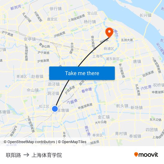 联阳路 to 上海体育学院 map