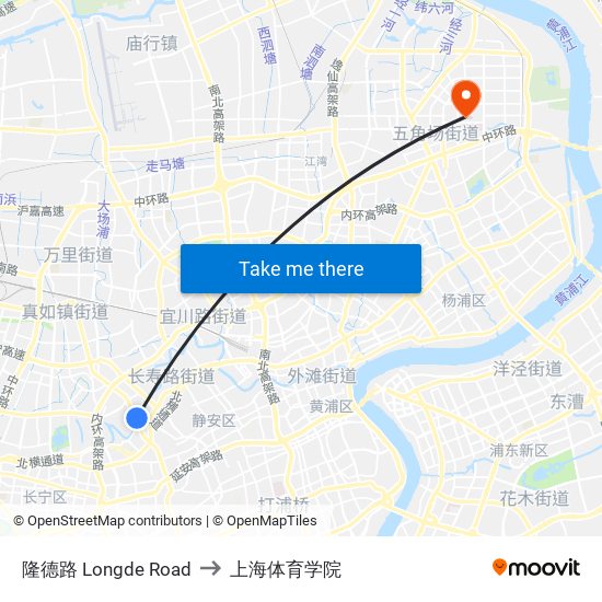 隆德路 Longde Road to 上海体育学院 map