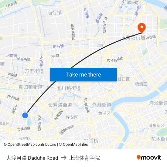 大渡河路 Daduhe Road to 上海体育学院 map