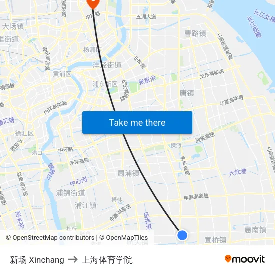 新场 Xinchang to 上海体育学院 map