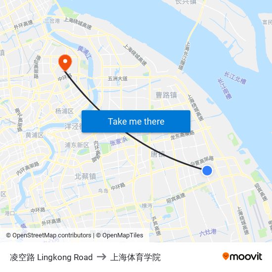 凌空路 Lingkong Road to 上海体育学院 map