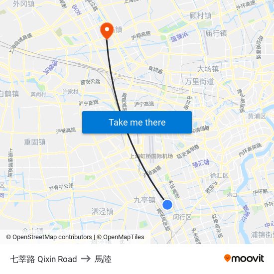七莘路 Qixin Road to 馬陸 map