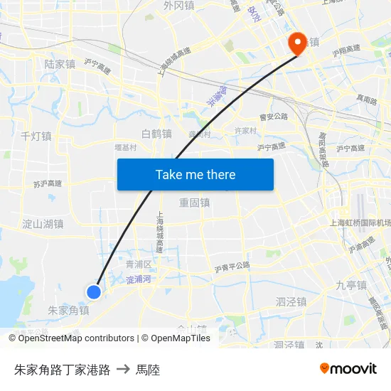 朱家角路丁家港路 to 馬陸 map
