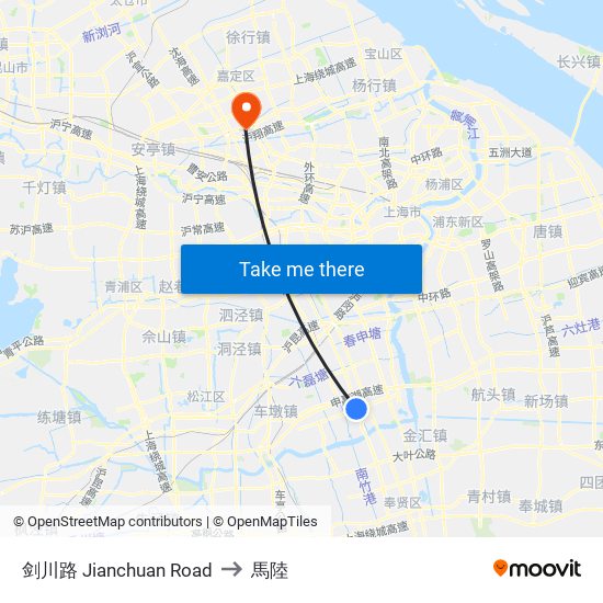 剑川路 Jianchuan Road to 馬陸 map