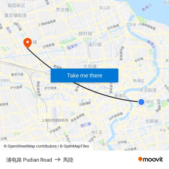 浦电路 Pudian Road to 馬陸 map