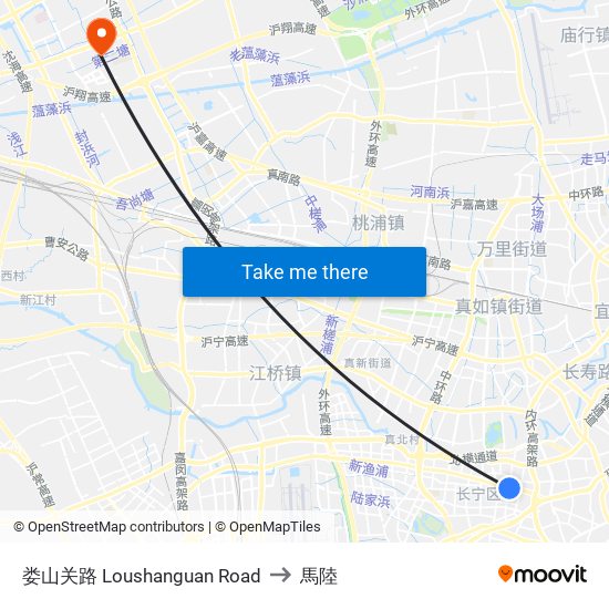 娄山关路 Loushanguan Road to 馬陸 map