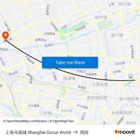 上海马戏城 Shanghai Circus World to 馬陸 map