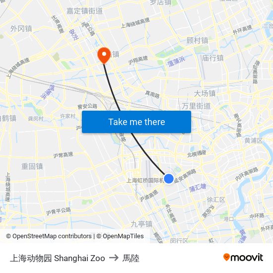上海动物园 Shanghai Zoo to 馬陸 map