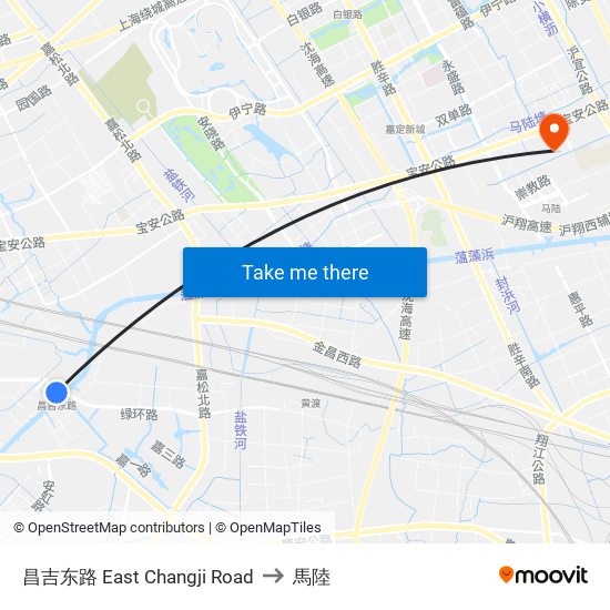 昌吉东路 East Changji Road to 馬陸 map