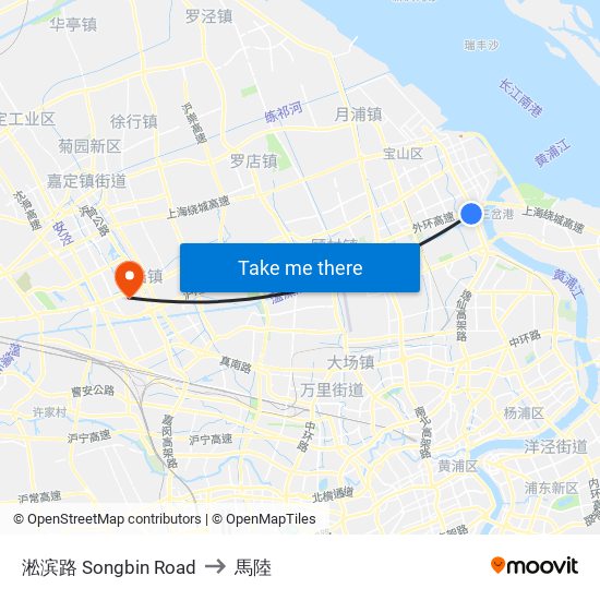 淞滨路 Songbin Road to 馬陸 map