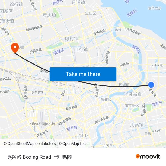 博兴路 Boxing Road to 馬陸 map