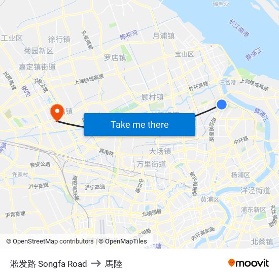 淞发路 Songfa Road to 馬陸 map