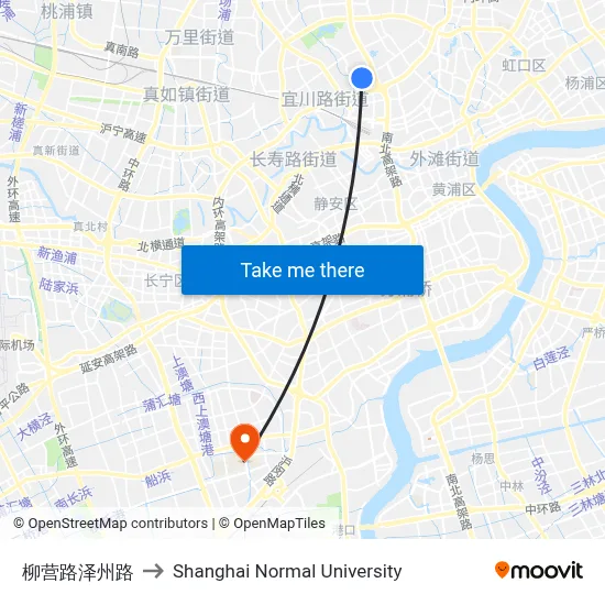 Liuying Road & Zezhou Road to Shanghai Normal University map