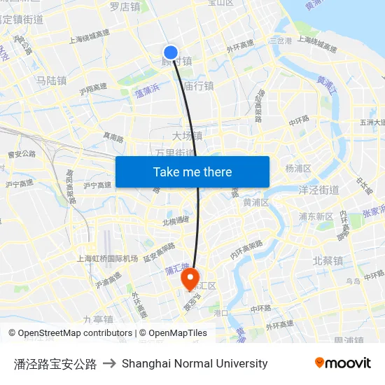 Panjing Road & Baoan Highway to Shanghai Normal University map