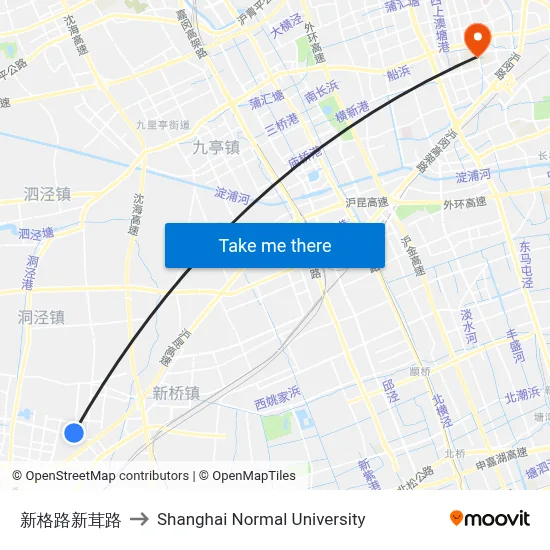 Xinge Road & Xinrong Road to Shanghai Normal University map