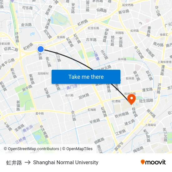 虹井路 to Shanghai Normal University map