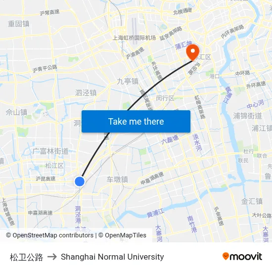 Songwei Highway to Shanghai Normal University map