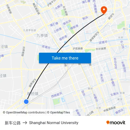 New Car Road to Shanghai Normal University map