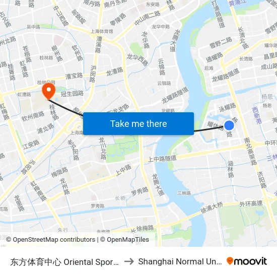 东方体育中心 Oriental Sports Center to Shanghai Normal University map