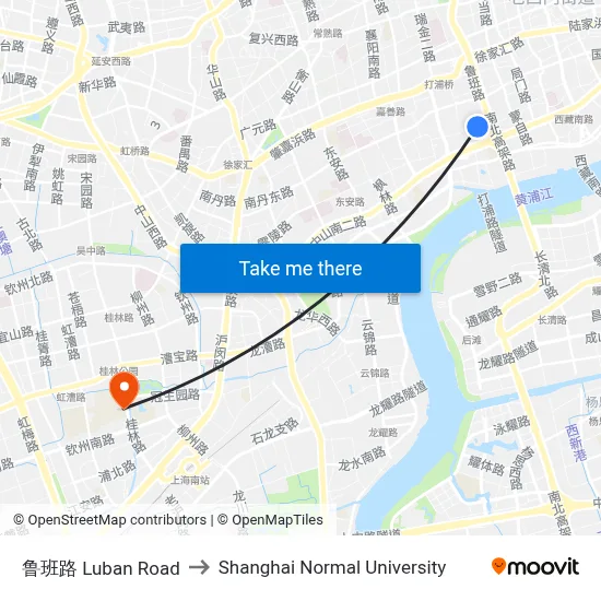 Luban Road to Shanghai Normal University map