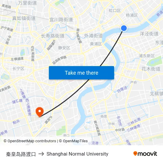 Qinhuangdao Road Ferry to Shanghai Normal University map