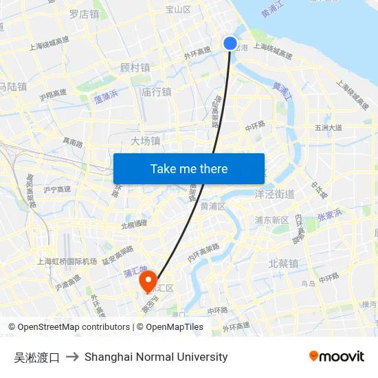 Wusong Ferry to Shanghai Normal University map
