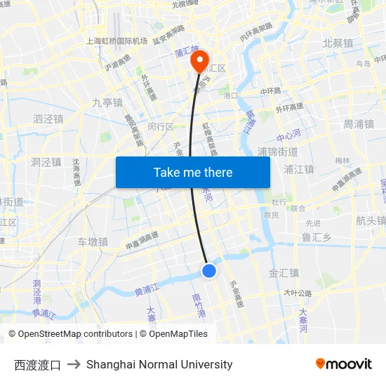 Xidu Ferry to Shanghai Normal University map