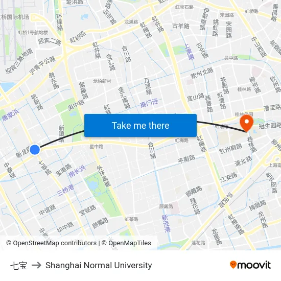七宝 to Shanghai Normal University map